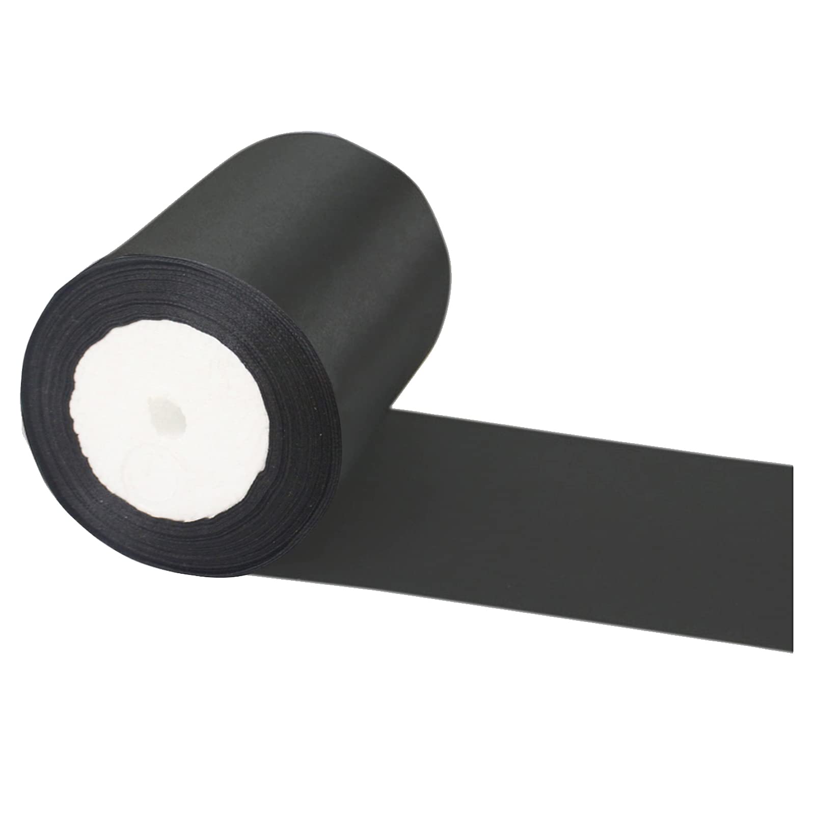 POPOYU Wide Thick Black Ribbon 10CM for Gift Wrapping, 23M 4Inch Big Satin Xmas Large Bow Car Christmas Crafting, Bouquets, Wedding, Presents, Cake Decorations