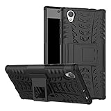 Sony Xperia L1 Case,Mustaner Dual Layer Shock-Absorption Armor Cover Full-body Protective Case with Kickstand Combo PC+TPU Back for Sony Xiperia L1 (Black)