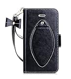 iPhone 7 Plus Case, Apple iPhone 7 Plus Case, FYY [Makeup Case] Premium PU Leather Wallet Case with Cosmetic Mirror, Card Slots and Wrist Strap for iPhone 7 Plus Black