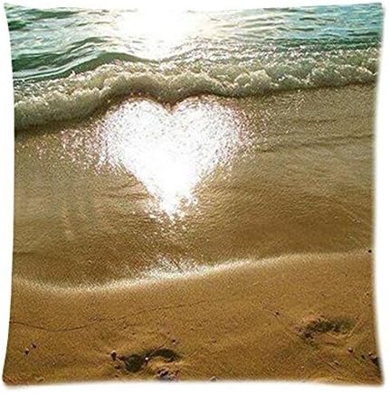 Sengreat 18x18 Inch Sea Sunset Wave Summer Beach Sand Love Soft Cotton Sofa Relaxing Pillowcases Home Decorative Pillow covers Throw Cushion covers