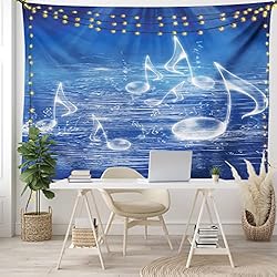 Ambesonne Music Tapestry, Water Musical Notes