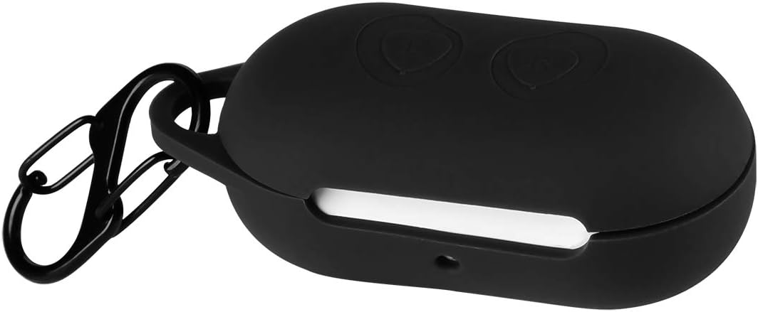 Haotop Case Compatible with Galaxy Buds 2019/Buds+ Plus 2020,Soft Silicone Anti-Lost Protective Cover with Carabiner (Black)