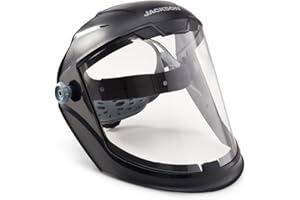 Jackson Safety Lightweight MAXVIEW Premium Face Shield - Mask with 370 Speed Dial Ratcheting Headgear, ANSI Z87.1, for Work, Grinding, Cutting - Uncoated - Clear Tint