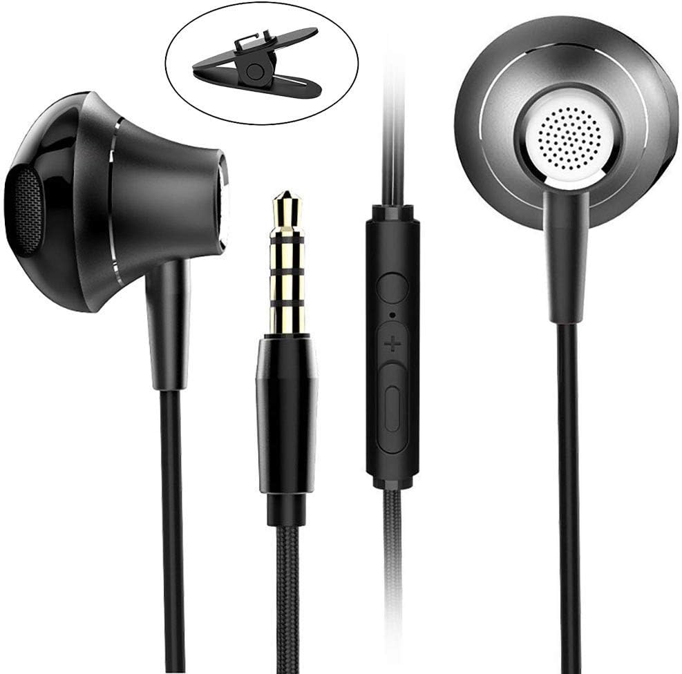 AOTON Earphones In Ear Headphones Powerful Bass Stereo Sound Wired Headsets Compatible for iPad Samsung Galaxy Huawei Xiaomi with Volume Control and Microphone, 3.5MM Jack (Color Gun)
