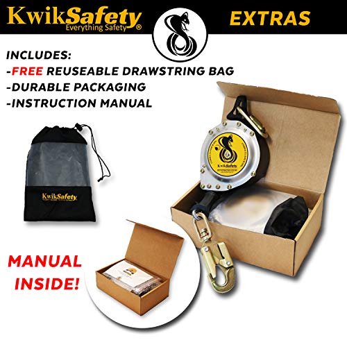 KwikSafety (Charlotte, NC) COBRA 30' Poly Web Self Retracting Lifeline (NO TANGLE) ANSI CLASS B SRL Locking Snap Hook Shock Absorber | Roofing Construction Personal Fall Arrest Protection Safety Yoyo