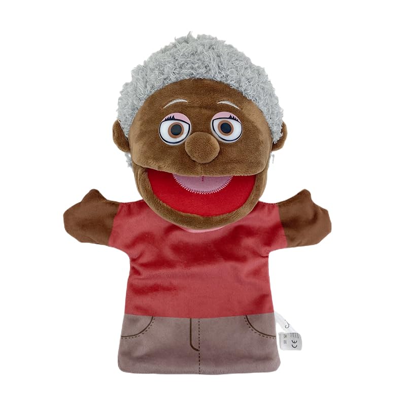 Hand Puppets Black Family Puppets for Kids, Interactive Toys for Boys Girls, Plush Family Stuffed Animal Story Toys Gifts for 3-6 Year Old Boy (Grandmother)