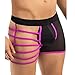 YiZYiF Men's Hollowed Straps One Side Mesh Boxer Briefs Underwear Hot Pink