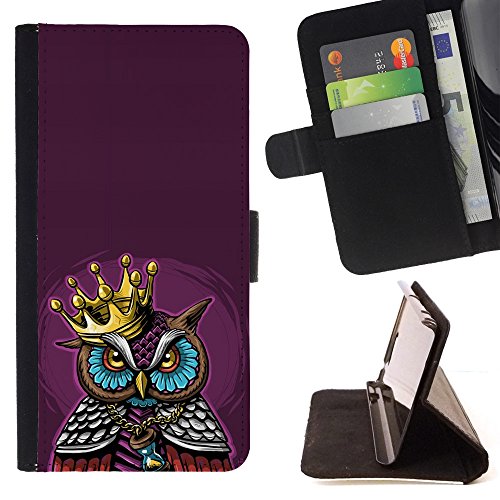 Ihec-Tech / Flip Wallet Diary PU Leather Case Cover for LG Nexus 5 D820 D821 - Majestic King Pimp Owl