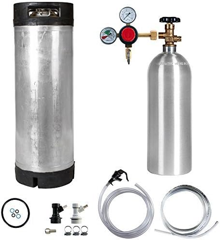 Keg Kit with 5 Gallon Ball Lock Keg, 5 lb Aluminum CO2 Cylinder, Regulator, and All Accessories by Beverage Elements