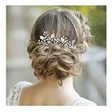 Yean Silver Bridal Hair Pins Bride Wedding Pearl Leaf Hair Accessories for Women and Girls (Set of 2) (Silver) (Silver)