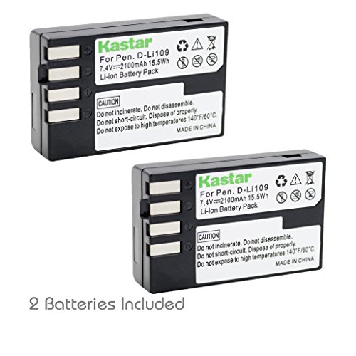 Kastar D-Li109 Battery (2-Pack) for Pentax D-Li109, DLI109 work with Pentax K-R, K-30, K-50, K-500, KR, K30, K50, K500 Cameras