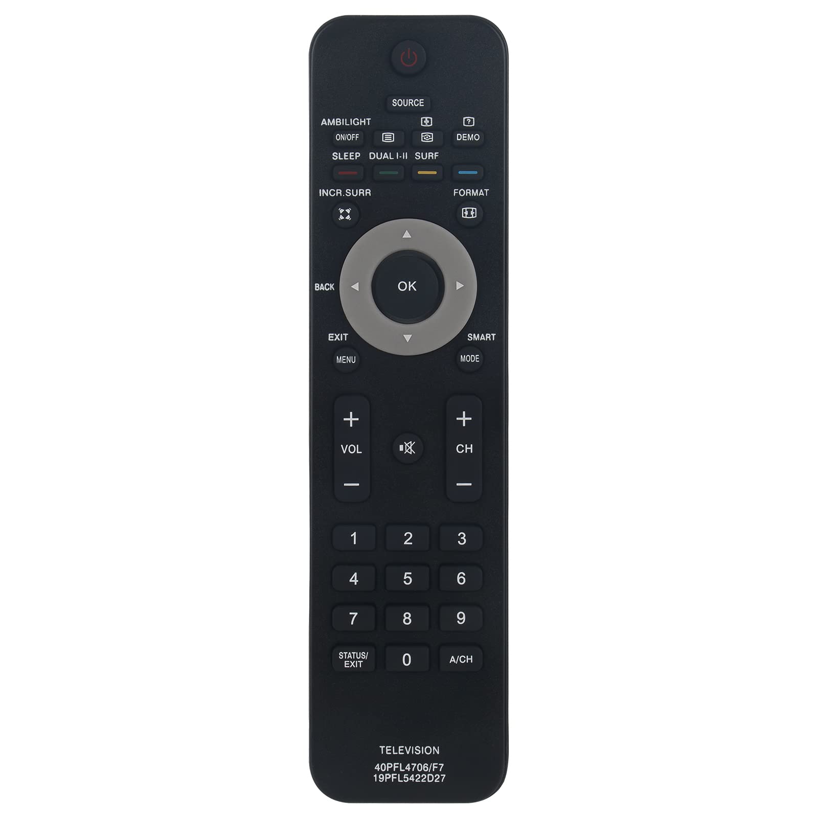 New 40PFL4706/F7 Replace Remote Control - VINABTY 19PFL5422D27 TV Remote Control Replacement fit for Philips TV 40PFL4706/F7 19PFL5422D27 40PFL4706F7 Remote Controller