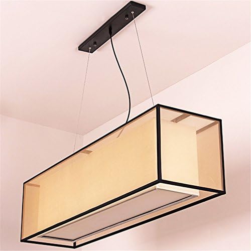 Wmshpeds Modern new Chinese chandeliers restaurant lights printing fabric rectangular dining chandeliers living room decoration bedroom study lamp [Energy Class A++]