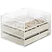 Beautify Stackable Jewelry Organizer Trays Set of 3 Muti-use Jewelry Storage Holder for Earrings, Bracelets, Necklaces & Rings White Leather Display Case 21 Slot for Drawer or Dresser