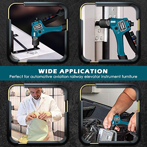 Orfeld Rivet Gun, Single Hand Manual Rivet Gun Kit With 4 Interchangeable Color Coded Heads, 100 Piece Rivets, 4 in 1 Hand Riveter Set for Plastic, Metal, Leather, Large & Small Jobs