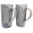NBABSR 20 OZ Large Coffee Mugs, Marble Ceramic Tall Beer Cups with Handle, Set of 2 600 ml Oversized Porcelain Bulk Big Tea Cup for Men Women Gifts Mom and Dad,Grey