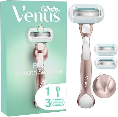 Gillette Venus Pro Smooth Sensitive Razor with Reusable Metal Handle & 1 Refills