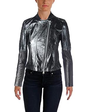 Theory Womens Lamb Leather Polished Motorcycle Jacket