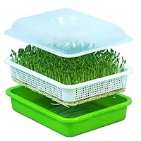 USDREAM Seed Sprouter Tray BPA Free PP Soilless Bean Sprout Grower Seedlings Germination Tray Sprouting Kit for Garden Home Use - Fit for Wheatgrass Soybean Mung Hydroponics Nursery Planting with Lid