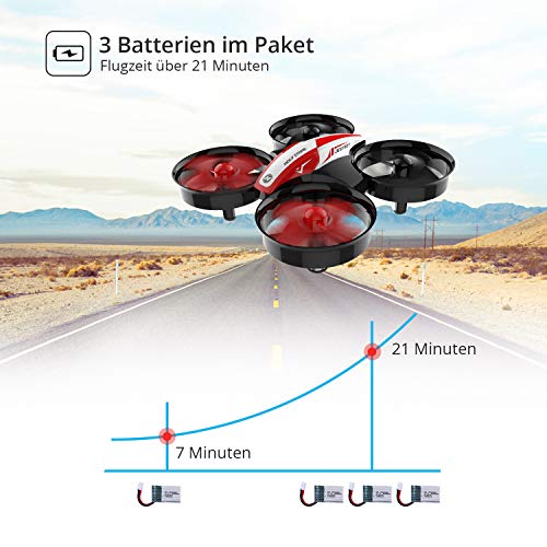 Holy-Stone-HS210-Mini-Drohne-fuer-Kinder-RC-Quadrocopter-Ferngesteuert-mit-3-Akkus-21-Min-Lange-Flugzeit-Automatische-Hoehenhaltung360-FlipHeadless-Modus-Ideal-fuer-Anfaenger-Maedchen