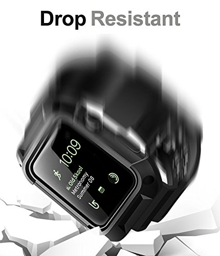 Apple Watch Band 42mm, Ocyclone Apple Watch Series 3 42mm Band iWatch 3/2/1 Sport Protective Bumper Case Strap Replacement for Active Style Men and Women - Thumbnail 3