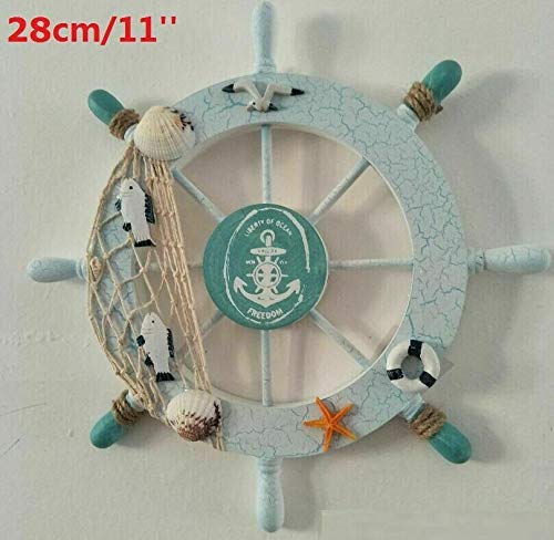 PiggiesC Fishing Net Shell Room Decor Nautical Beach Wooden Boat Ship Steering Wheel
