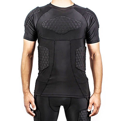 image for DGXINJUN Body Safe Guard Padded Compression Sports Short Sleeve Protec