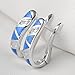 Newshe Jewellery Huggie Created Australian Blue Opal Sapphire Hoop Earrings 925 Sterling Silver White Cz