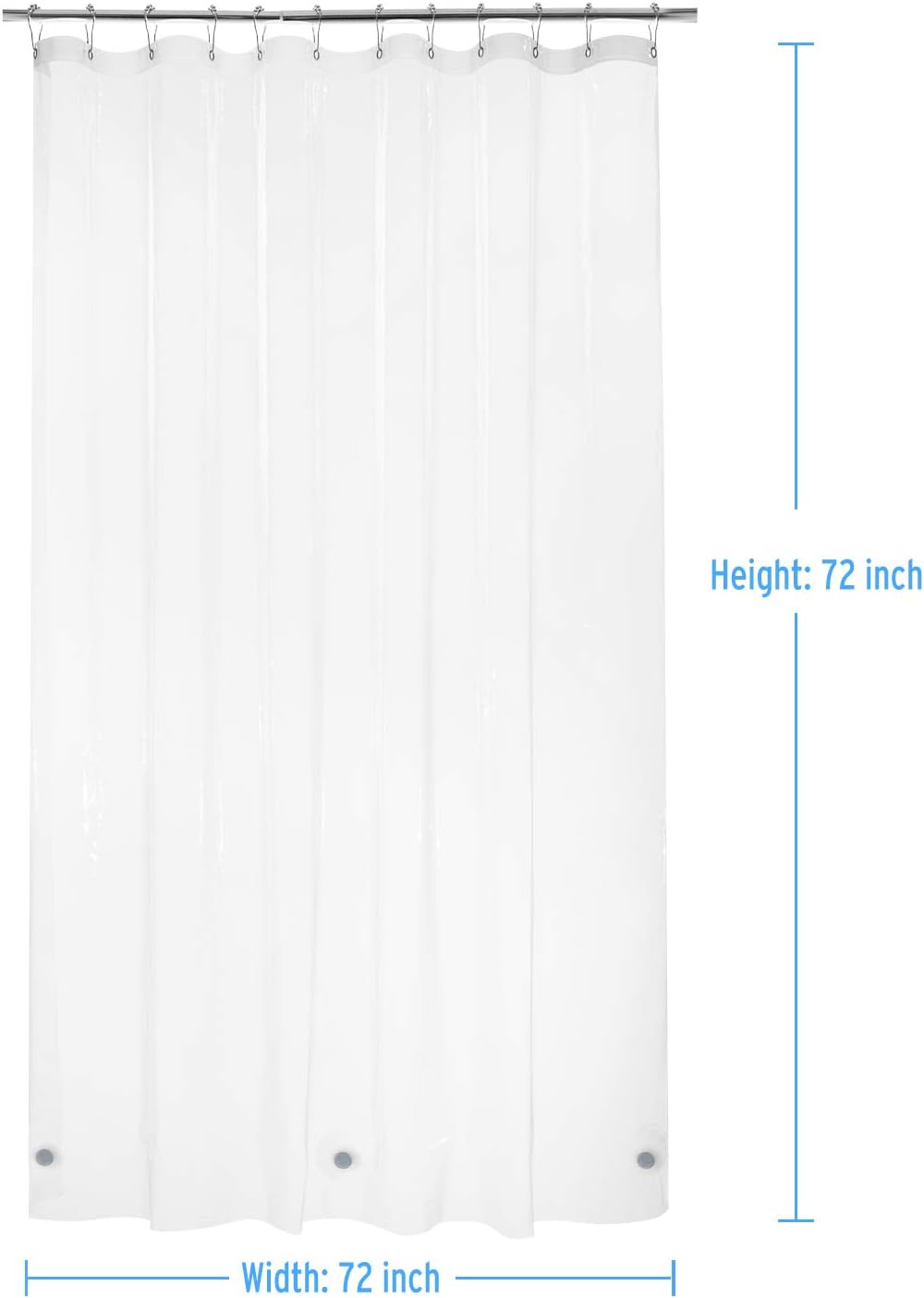 AmazerBath Lightweight Shower Curtain Liner, 72x72 Inches PEVA 3G Shower Curtain Liner with Magnets and 12 Grommet Holes, Waterproof Thin Plastic Liners- Clear: Kitchen & Dining
