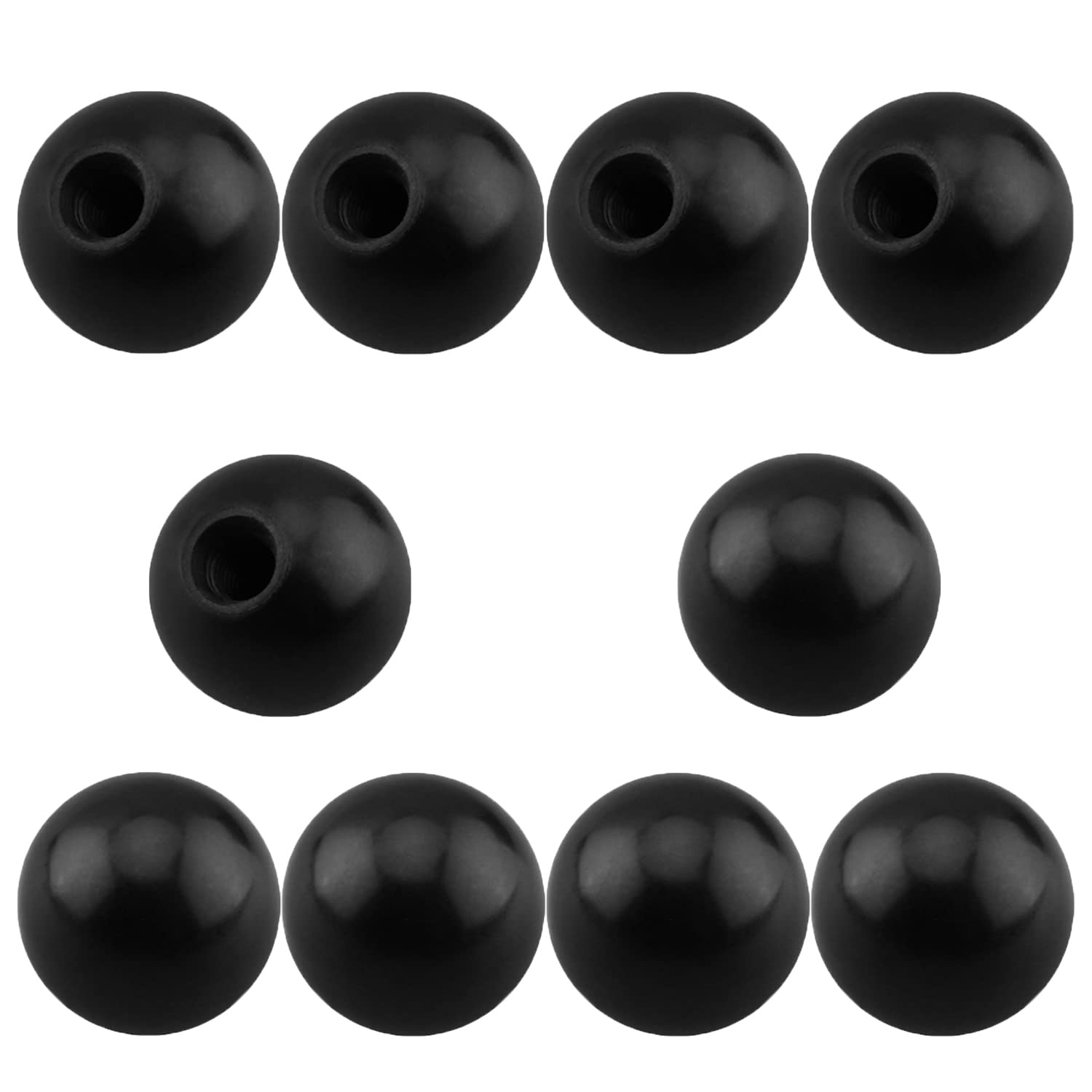 Othmro 30 Pcs Thermoset Ball Knob M5 Female Thread Machine Handle 20mm Diameter Smooth Rim Black
