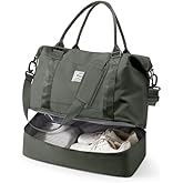 Spirit Travel Duffel - 18x14x8 Inches Weekender Overnight Bag with Shoes Compartment, Trolley Sleeve, Carry On for Airplanes, Sport Tote Gym Bag - Green