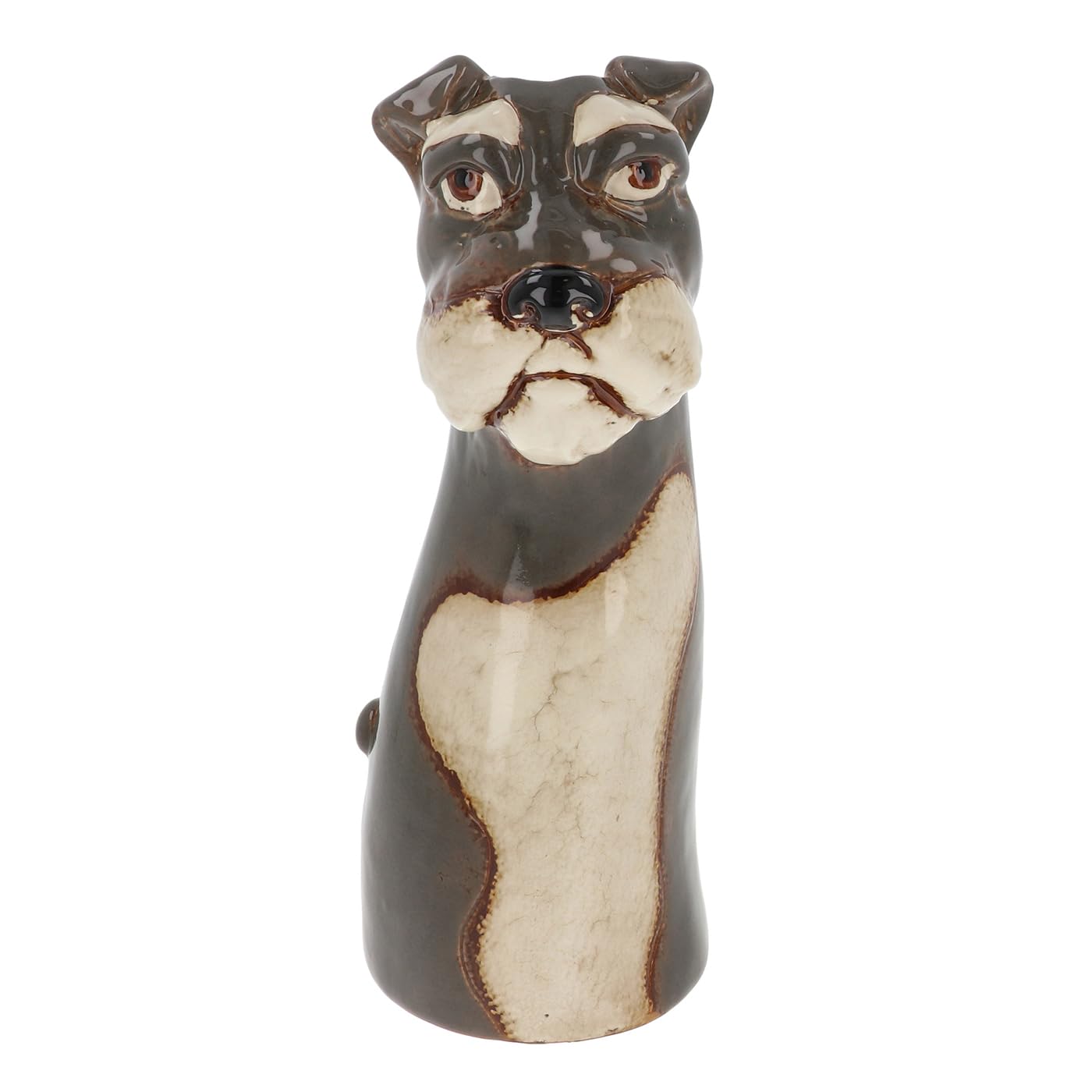Village Pottery Top Dog Vase Collection - Boxer, Collie, Basset, Patch and More! (Schnauzer)