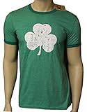 Retro Style Shamrock T-shirt Ringer Distressed Vintage Green Irish St Patricks Day Mens Ireland Tee