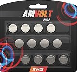 12 Pack AmVolt CR2032 Battery 220mAh 3 Volt Lithium Battery Coin Button Cell 2023 Expiry Date