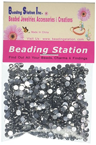Beading Station 1440-Piece Flat Back Brilliant 14-Cut Round Rhinestones, 3mm-10ss, Gray