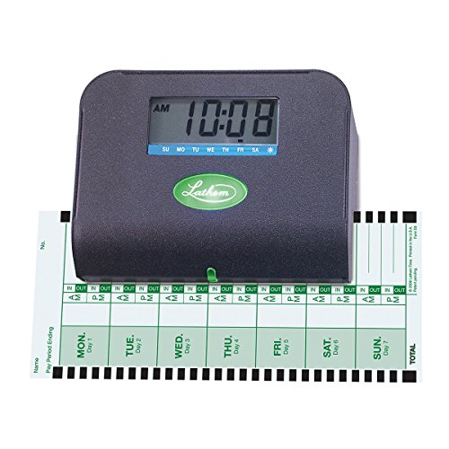 Lathem Tru-Align Thermal Print Time Clock, Automatic, Includes 25 E8 Time Cards, Gray (800P) - Thumbnail 2