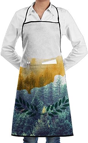 Cyprus Flag With Forest Funny Aprons Kitchen Aprons Work Aprons With Pockets, 28.3 X 20.8" Cute Apron For Cooking,Baking,Gardening,Crafting,BBQ