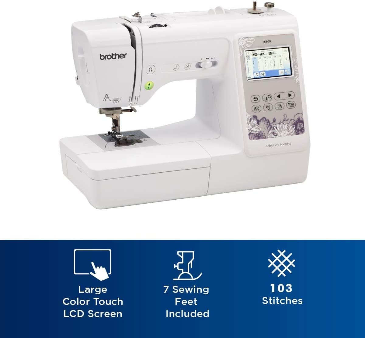 Brother SE600 Sewing and Embroidery Machine, 80 Designs, 103 Built-In Stitches, Computerized, 4