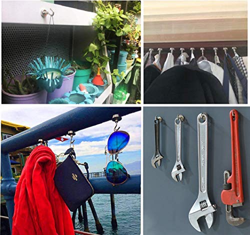 JANSANE 48LB Magnetic Hooks Heavy Duty for Cruise Cabins Refrigerator Locker Classroom Dia. 25mm Strong Magnet Hooks Hangers for Hanging BBQ Grill Tools Keys 10 Pack