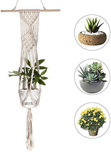 Awefrank Macrame Plant Hanger Hanging Planter Wall Art vintage-inspired 39Inch