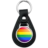 Black Leather Rainbow Pride Gay Lesbian Contemporary Keychain