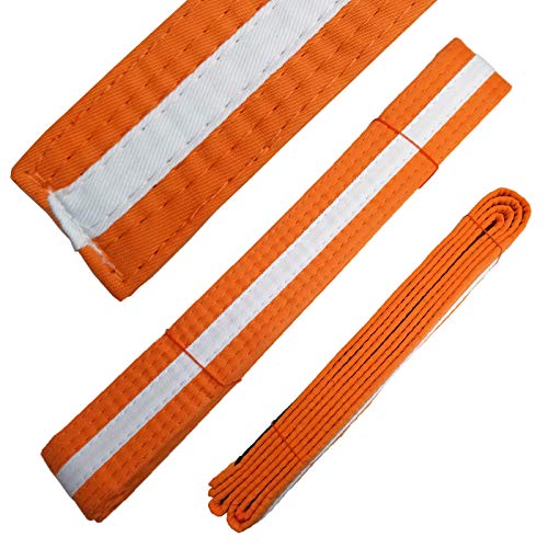 Ace Martial Arts Supply White Stripe Color Belts (Orange, 3)