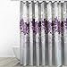 Eforgift 72-inch by 78-inch Floral Printed Shower Curtain Fabric, Waterproof Bathroom Curtains with Free Rings, Purple/Grey