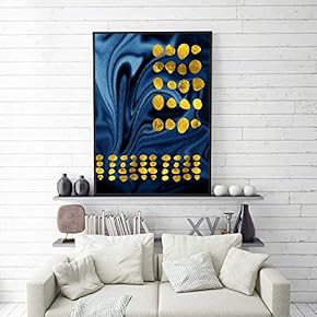 Framed Canvas Home Artwork Decoration Golden Abstract Style Canvas Wall Art for Living Room, Bedroom - 16x24 inches