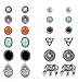 Thunaraz 12 Pairs Boho Earrings Antique Silver Plated Stud Earrings Turquoise Crystal Earring Sets for Women
