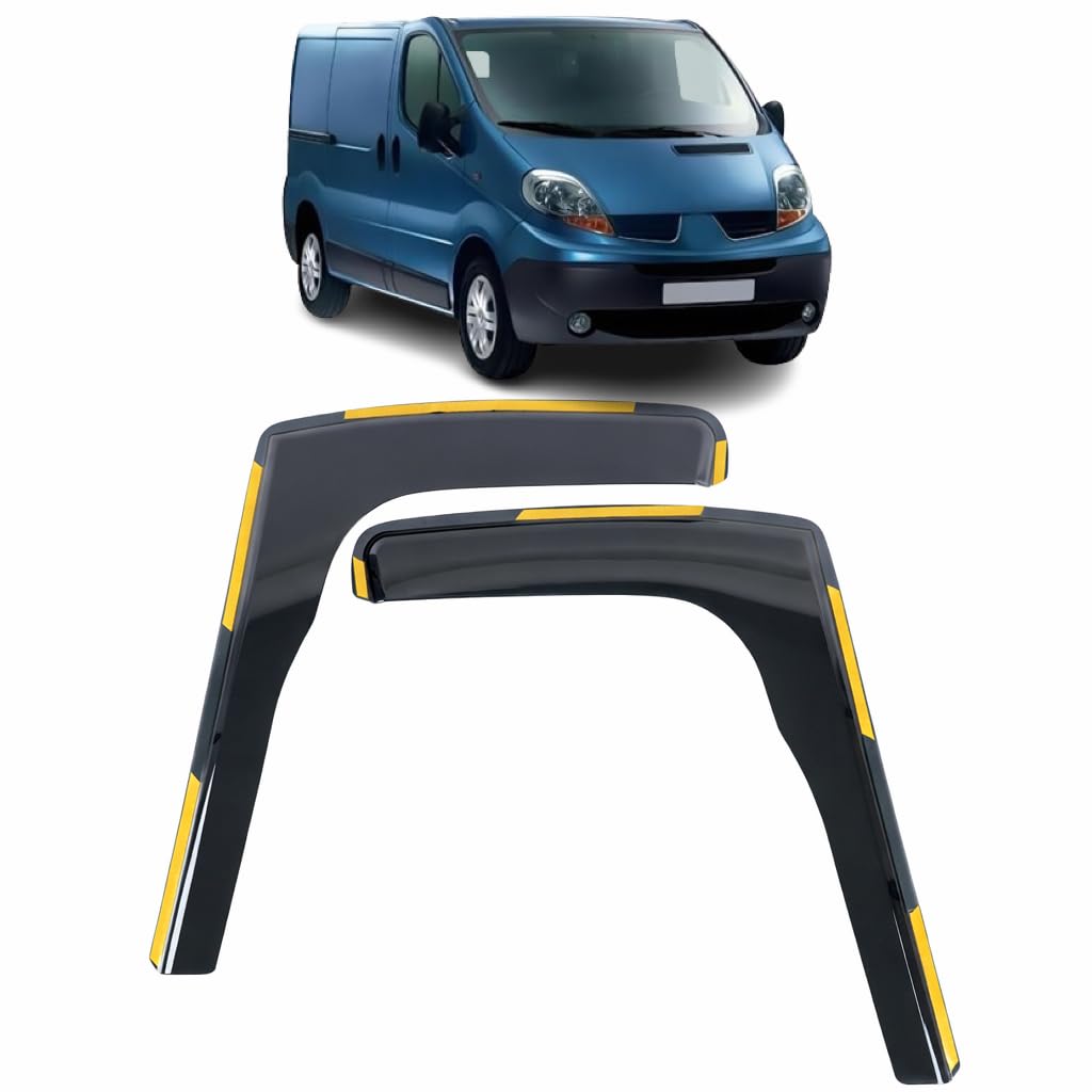 Wind Deflectors For RENAULT TRAFIC, VAUXHALL VIVARO/OPEL VIVARO A, NISSAN PRIMASTAR 2002 2003 2004 2005 2006 2007 2008 2009 2010 2011 2012 2013 In-Channel Side Window Visors-Smoke Tinted Rain Guards.
