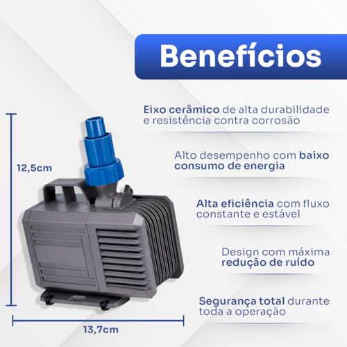 Bomba Submersa 5500l/h 5m Lagos Recalque Fontes Aquários Cascata Chafariz