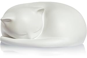FUFYUKEY Cat Urn, Cat Urns for Ashes, Pet Urns for Cats, Sleeping Resin Cremation Cats Box for Ash, Pet Memorial Keepsake Funeral Urn, A Sleeping Kitty Box for Ashes with Memorial Card (White)