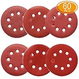 60Pcs Sanding Discs 5 Inch 8 Holes, 1000/800/600/400/320/240 Grit Sandpaper for Random Orbital Sander