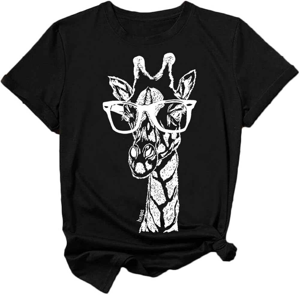 Mikialong Giraffe Womens T Shirt Short Sleeve African Tshirts Cute